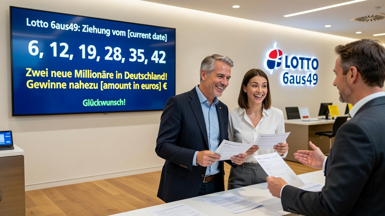 Digitale Lotto-App auf Smartphone mit Gewinnmeldung und Bodensee-Hintergrund
