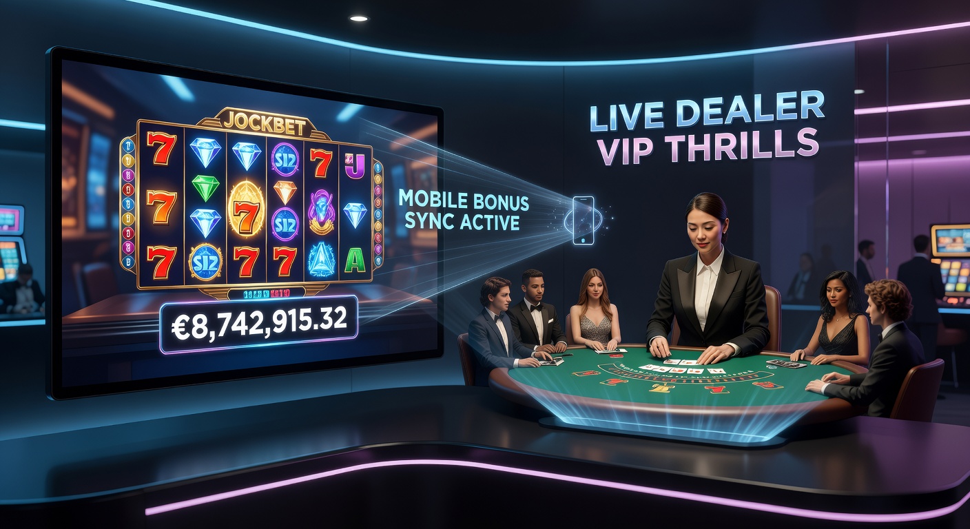Live-Dealer am Blackjack-Tisch mit progressivem Jackpot-Anzeiger und mobilen Bonus-Icons, die die Verknüpfung illustrieren